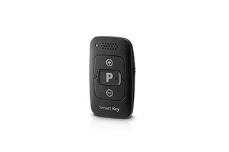 An Audio Service Smart Key remote with volume and programme buttons
