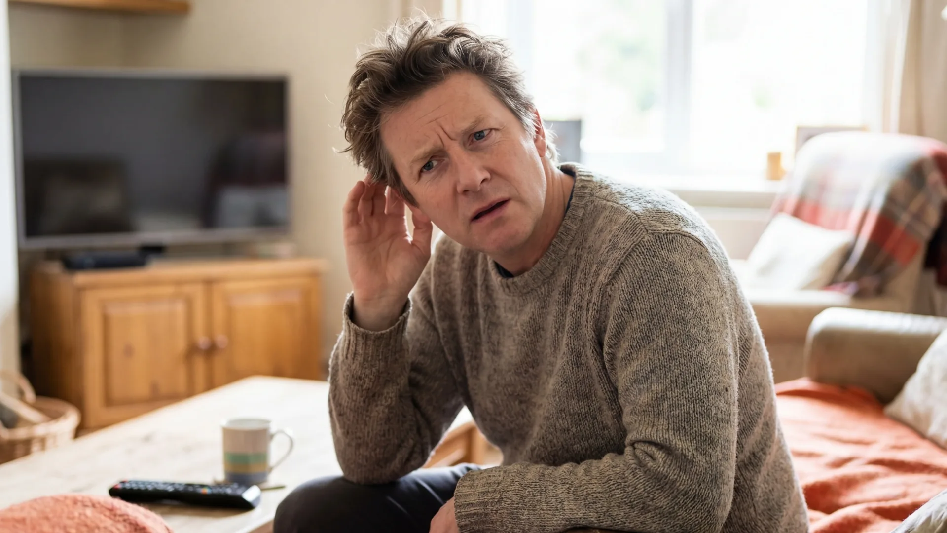 Person at home noticing signs they may need a hearing test
