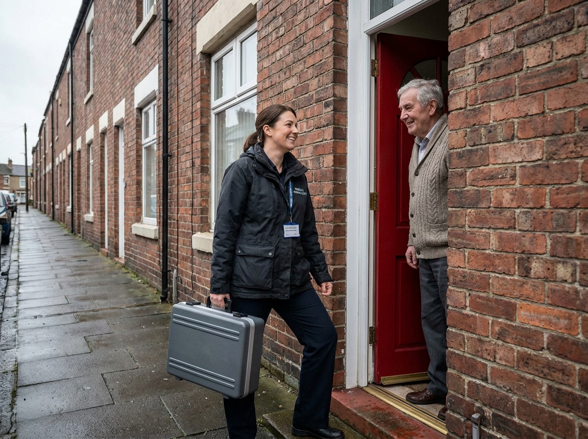Mobile audiologist arriving at a family home in the North East for a hearing appointment