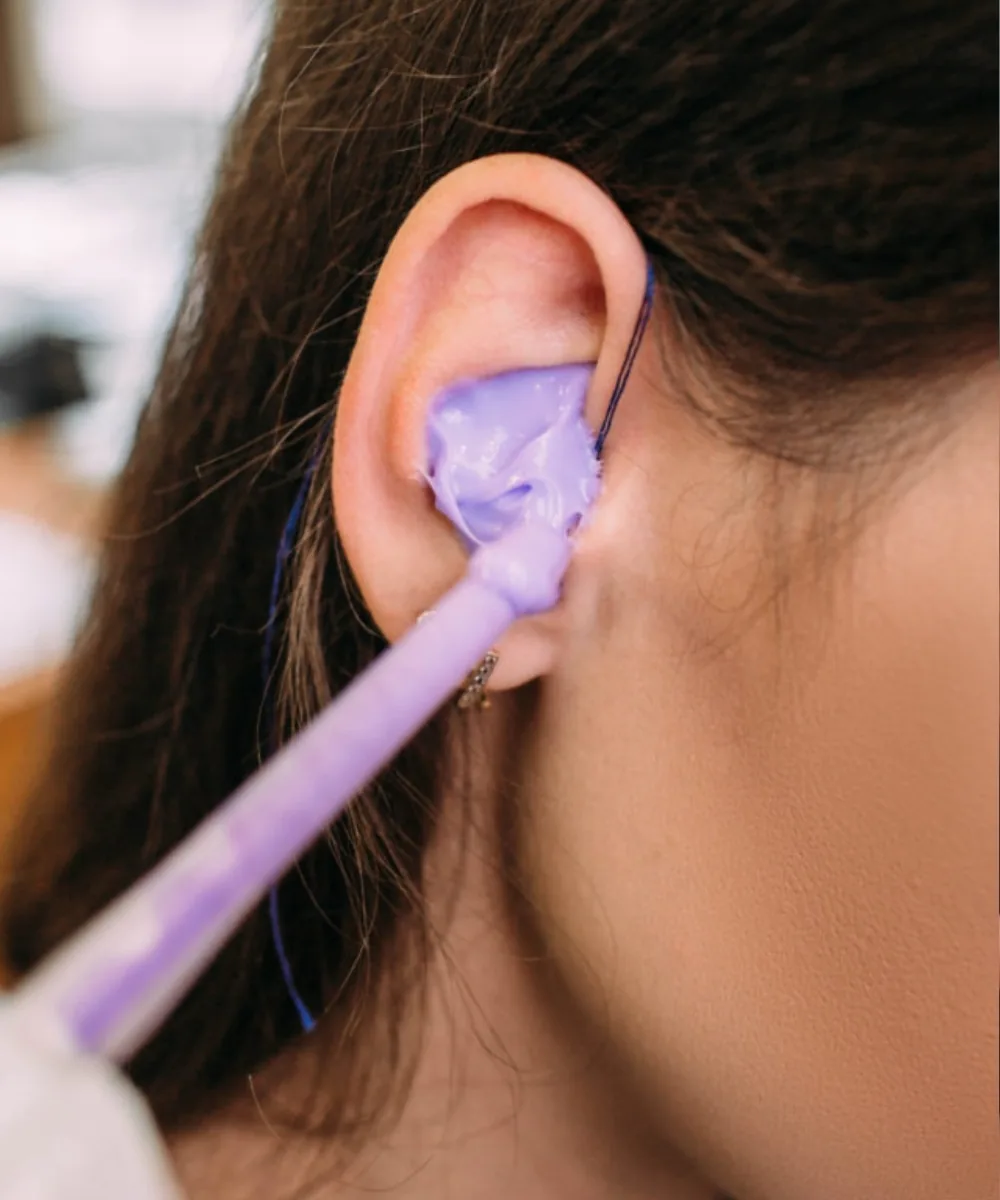 Custom ear mould impression materials prepared for a home appointment