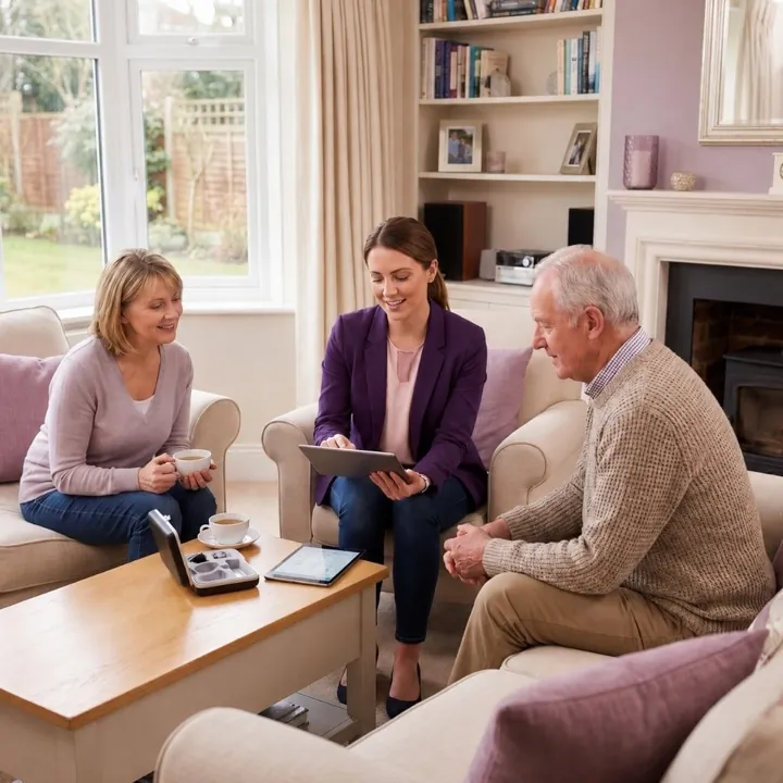 Audiologist carrying out a home hearing care appointment in the North East